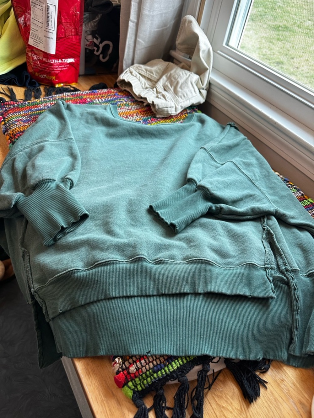 Dark Green Camden Oversized Sweatshirt petite sleeves - Picture 4 of 9